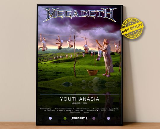Megadeth Poster | Youthanasia Poster | Album Poster Prints | Wall Decor Posters