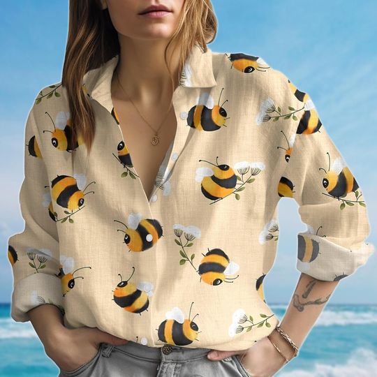 Discover Cute Bee Blouse Shirt, Floral Bee Summer Shirt, Nature Lover Shirt, Cute Animal Women Shirt, Funny Blouse Women Shirt, Gift For Her