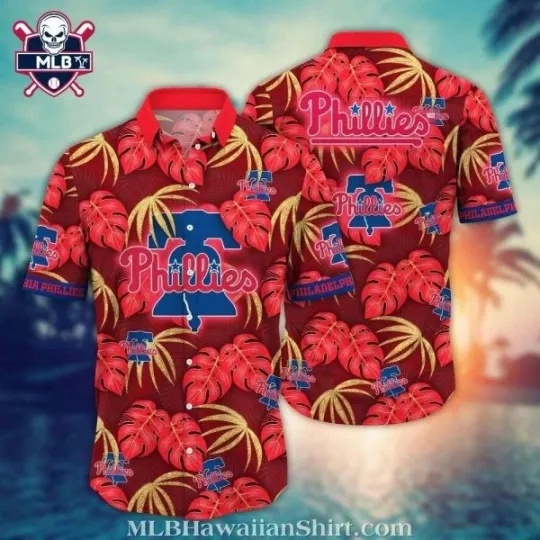 Philadelphia Baseball Dark Red Foliage Team Spirit Hawaiian Shirt, Gift for Fan