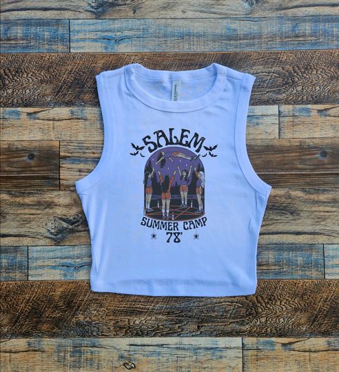 Salem Summer Camp 78 Crop Tank Halloween Baby Tee