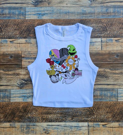 Oogie Boogie Bash, DL Crop Tank, 2025 Halloween Party, Nightmare Christmas Baby Tee, Black Jack Sally Zero Tshirt