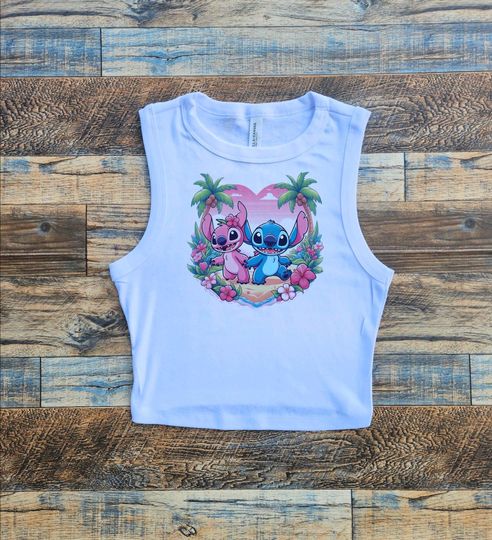 Stitch and Angel Crop Tank, Disney Lilo and Stitch Baby Tee, Alien Specimen 626 and 624, Hawaii shirt, Ohana Means Family, Womens Alien Tees