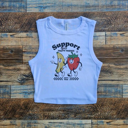Discover Fruity Friends Baby tee, lgbtqia Pride Crop tank, Gay Rights, PRIDE Rainbow, Pride Parade shirt, lgbtq+, Support lesbian, Happy Pride Month