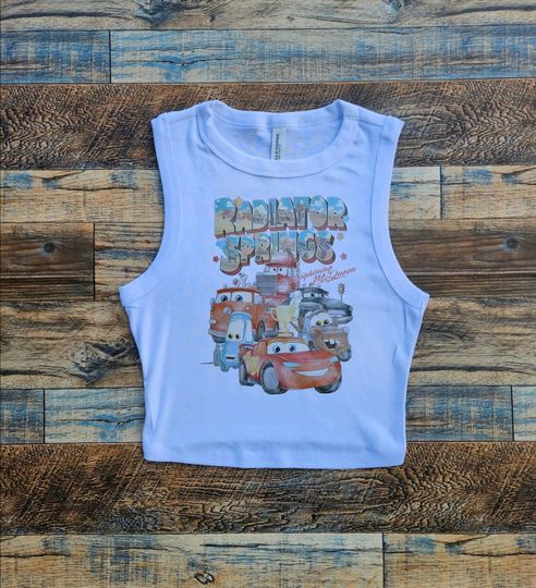 Discover Cars Radiator Springs Crop Tank, Mcqueen Mater Mack Baby tee, DCA Cars Land Tshirt, Ka-Chow, I am speed Crop, Sally Pit Stop