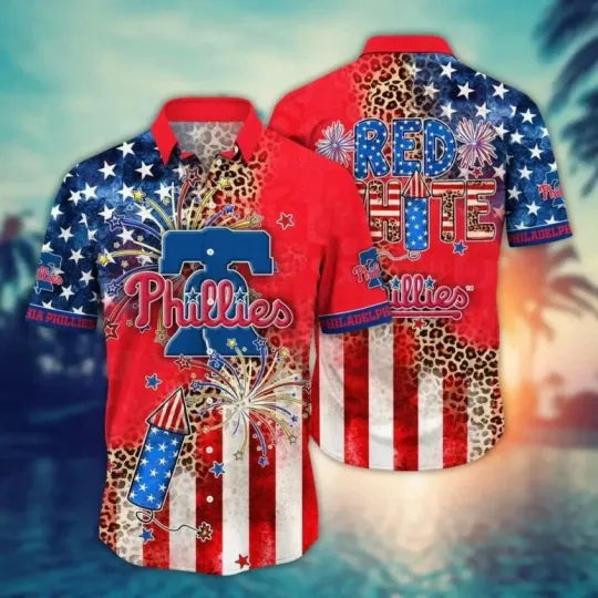 Discover Philadelphia Baseball Patriotic Celebration Summer Aloha Unisex Hawaiian Shirt