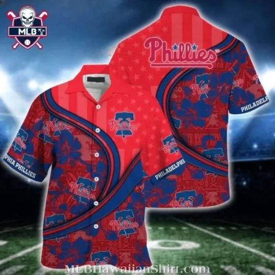 Discover Philadelphia Baseball Red Pinstripe Fanfare Tropical Hawaiian Shirt , Gift for Fan