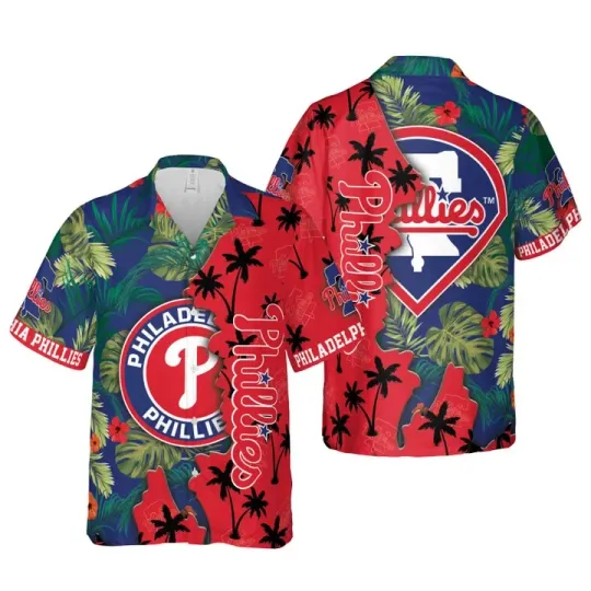 Discover Philadelphia Baseball Palm Sunset Summer Aloha Unisex Hawaiian Shirt, Gift for Fan