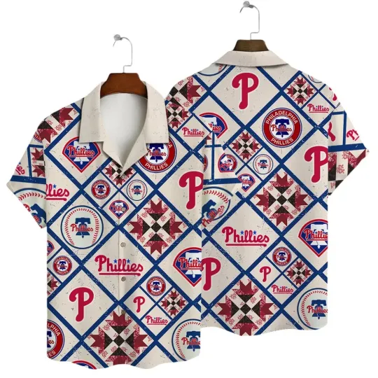 Discover Philadelphia Baseball Quilt Patch Summer Aloha Unisex Hawaiian Shirt, Gift for Fan
