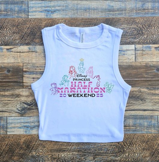 Discover Princess Marathon Crop Tank, Disney Run Half 13 Ariel Baby Tee, Race Tank Top, 2025 marathon weekend, Running princess tshirt