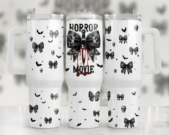 Discover 40oz Horror Movie Season Tumbler Scary Movie Travel Mug 40oz Travel Tumbler 40oz Halloween Tumbler Halloween Gift For Her Tumbler with Straw