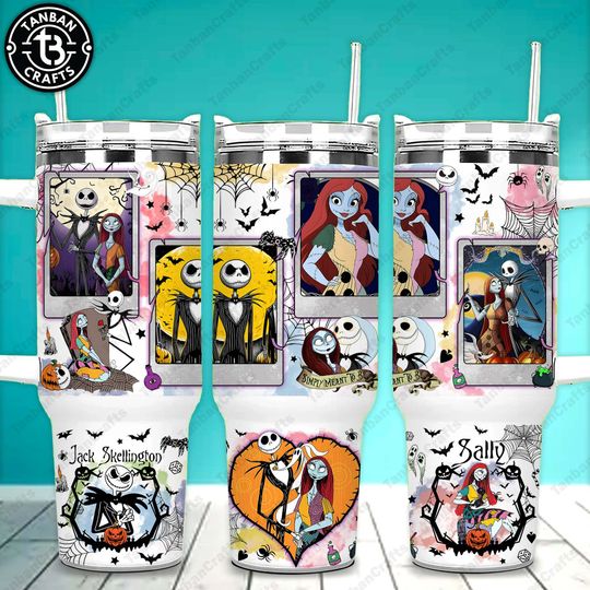 Horror Movie 40oz Tumbler Wrap Sublimation Design, Halloween Nightmare 40 oz Tumbler With Handle Template  , Nightmare Couple Tumbler Wrap