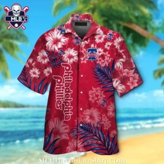 Philadelphia Baseball Crimson Floral Fun Philadelphia Hawaiian Shirt