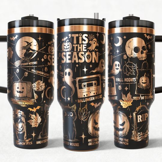 Discover Tis the season 40oz Tumbler Wrap Laser, Retro Halloween Laser engraving Quencher Tumbler laser rotary