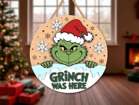 Discover funny character Was Here Christmas Door Sign