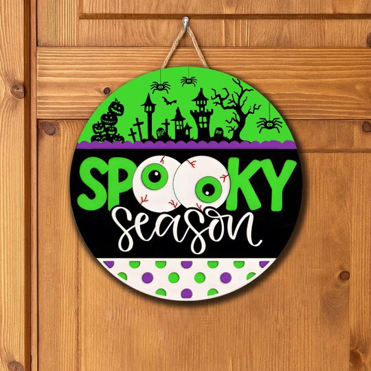 Spooky Season Halloween Sign  Rustic Wood Wall Decor, Gothic Fall Sign, Halloween Door Hanger, Farmhouse Halloween Decoration