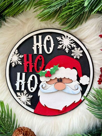 Discover Hohoho Santa Christmas Door Hanger, Xmas Decor, Xmas Gift