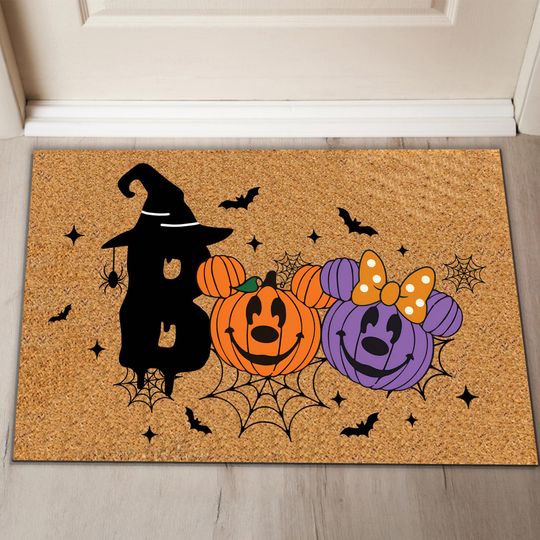 Discover Mickey Minnie Boo Halloween Rubber Doormat, Funny Floor Rug For Home Decor, Housewarming Gifts, New Home Gift