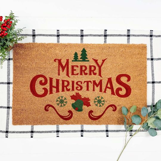 Discover Merry Christmas Doormat, Retro Outdoor Welcome Mat, Christmas Home Decor