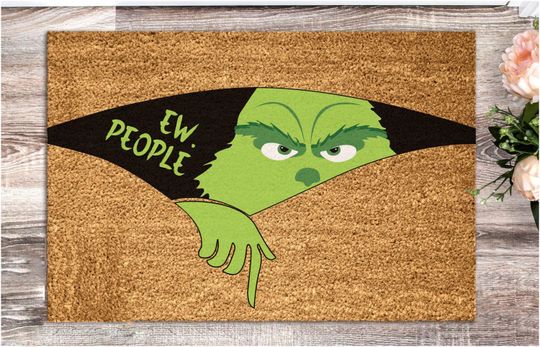 Ew People funny character Squad Doormat, Merry Grin Christmas Doormat, Funny Welcome Mat, funny character Decoration, Christmas Mat, Holiday