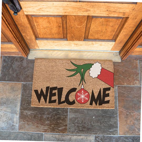 Discover Christmas Grin Welcome Mat, Funny Christmas Doormat, Grin Doormat, Holiday Home Decor, Holiday Porch Decor, funny character Decor