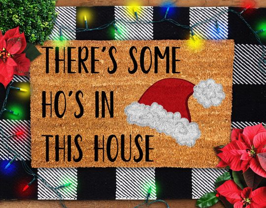 Discover There's Some Ho's In This House Door Mat, Christmas Decor, Christmas Decoration, Christmas Welcome Mat, Christmas Gifts, Christmas Decors