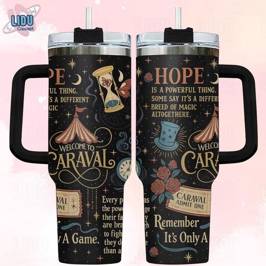 Discover Caraval 40oz Tumbler, Book Coffee Cup, Bookish Gift , Remember It's Only Game, Fantasy Book Gift, Halloween, Christmas Gift, Adult Fantasy