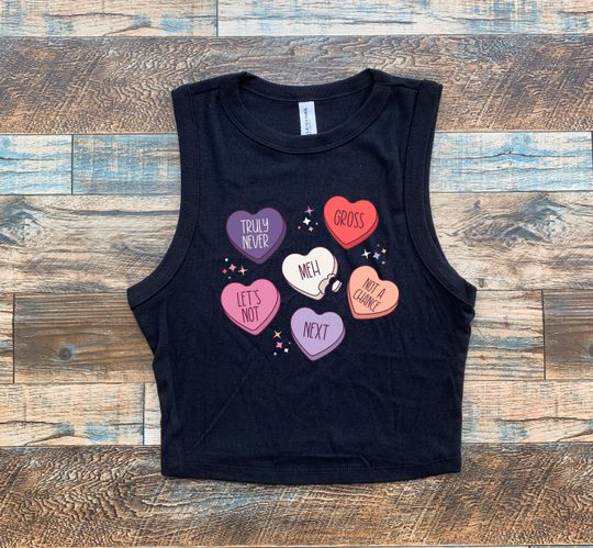 Anti Love Day Crop Tank, Anti Valentines Baby Tee, Love Heart y2k womens, Gross Not a chance vday tshirt