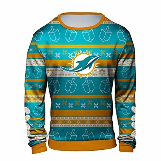 Discover Miami Football Team Dolphins Ugly Sweater, Football Ugly Sweater
