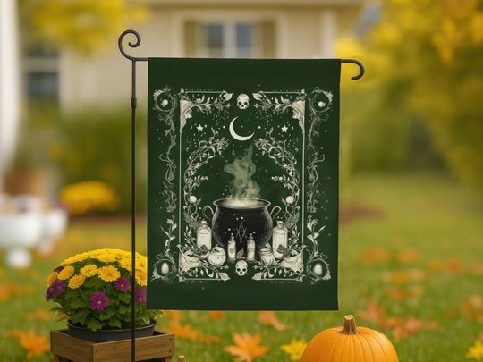 Discover Halloween Garden Flag, Statement Flag for Front Lawn, Garden Decor, Halloween Garden Banner, Spooky Garden Decor, Halloween Party Decoration