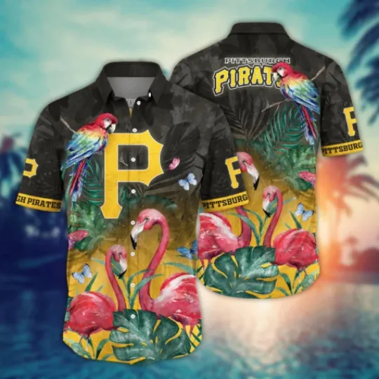 Discover Pittsburgh Pirates Flamingo Paradise Hawaiian Shirt Summer Aloha S-5XL