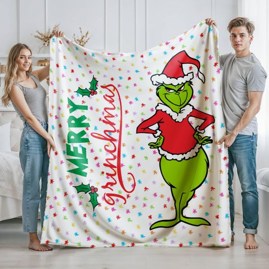 Discover Christmas funny character Blanket - Soft Fleece Blanket - Warm Plush Winter Cozy Christmas Holiday Cabin for Sofa Couch