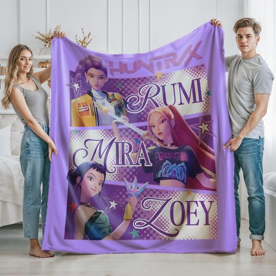 Discover Blanket With Huntrix Theme, K-Pop Demon, Huntrix Blanket Gift, Pink Color Kids Blanket For Girls,Christmas Family Gift