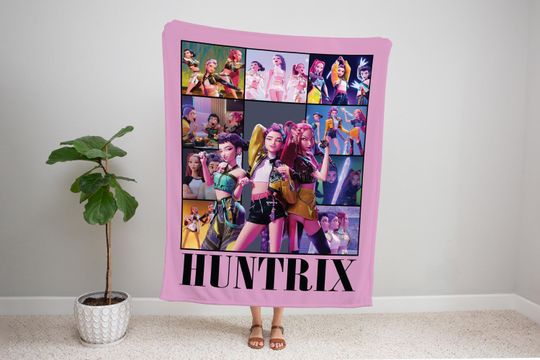 Discover Blanket With Huntrix Theme, K-Pop Demon, Huntrix Blanket Gift, Pink Color Kids Blanket For Girls,Christmas Family Gif