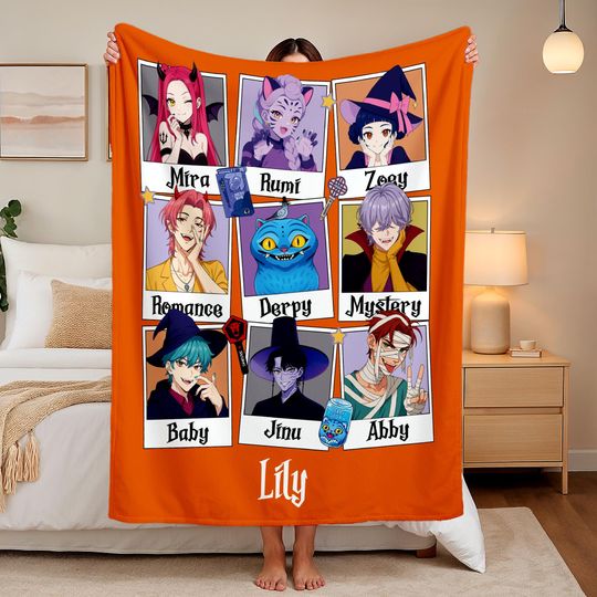 Discover Halloween Huntrix Demon Hunters Blanket, Spooky KPop Huntrix Custom Name Blanket, Cozy K-Pop Demon Hunters Blanket, Kpop Fan Gift, Teen Gift