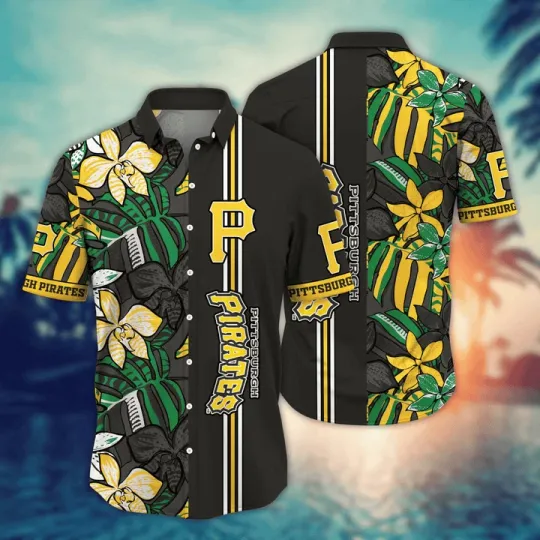 Discover Pittsburgh Pirates Tropical Jungle Stripe Hawaiian Shirt Summer Aloha S-5XL