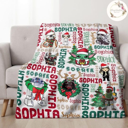 Discover Personalized Disney Star Wars Christmas Blanket, Galaxy's Edge Star Wars Family Very Merry Christmas Party Home Decor, Christmas Tree Gifts
