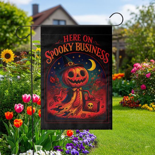 Discover Halloween Garden Flag: Vintage Pumpkin Scarecrow, Spooky Season Decor