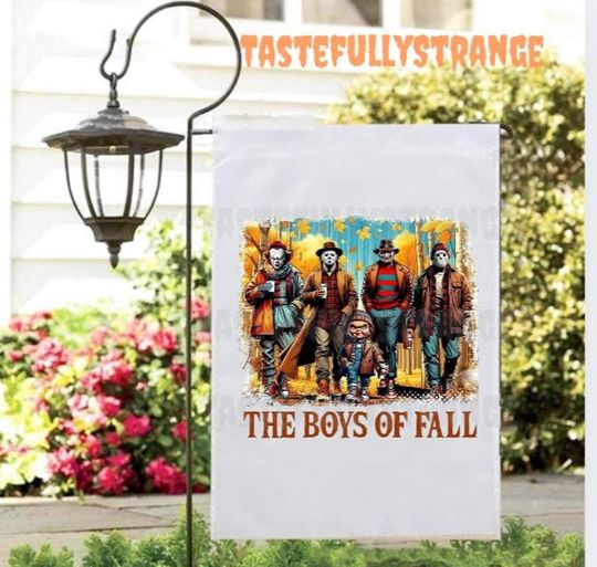 Spooky Halloween Garden Flag: Horror Movie Characters Fall Decor