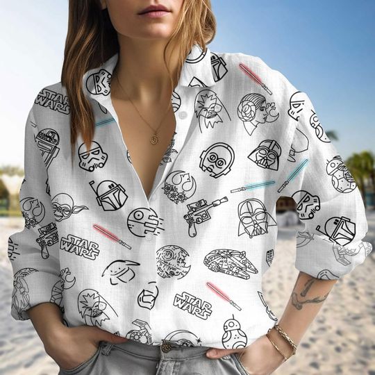 Discover Star Wars Blouse Shirt, Disney Star Wars Blouse Women, Disney Movie Blouse Shirt, Casual Star Wars Summer Shirt, Disneyland Trip Shirt