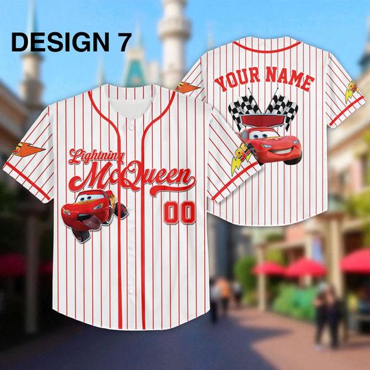 Discover Personalized Cars Lightning McQueen Baseball Jersey, Disney Cars Jersey, Custom Cars Baseball Jersey