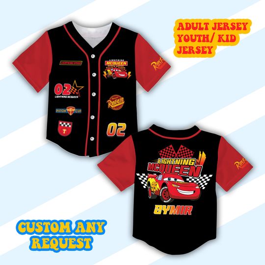 Discover Personalized Piston Cup Ddisney Car Jersey Ddisney Baseball Jersey Llightning McQueen Jersey Ddisney Matching Jersey For Ddisney Family Trip