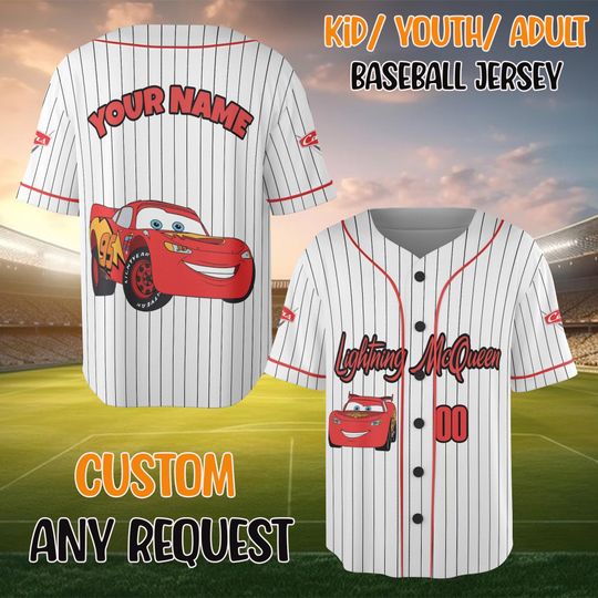 Discover Custom Disney Lightning Mcqueen Baseball Jersey, Custom Kids, Youth, Adult Disney Baseball Jersey Outfits Cute Pixar Toy Story Gift For Fan