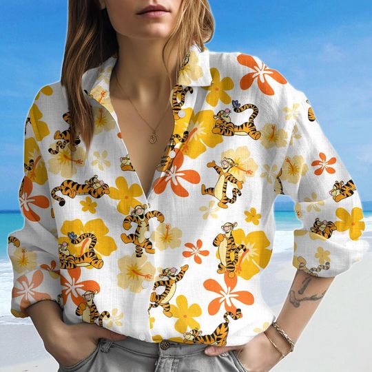 Disney Tigger Blouse Shirt, Winnie The Pooh Longsleeve Shirt, Tigger Tiger Summer Shirt, Disney Gift, Disneyland Trip Shirt For Her