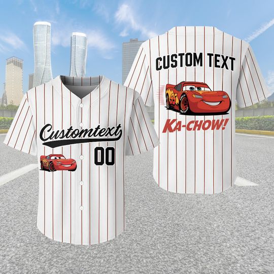 Discover Personalized Lightning McQueen Team Baseball Jersey, Disney Cars Matching Jersey Shirt, Disney Jersey, Family Vacation Outfit, Cars