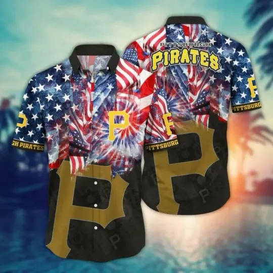 Discover Pitsburrgh Piirattes Firework Celebration Hawaiian Shirt Summer Aloha, Gift for Fan
