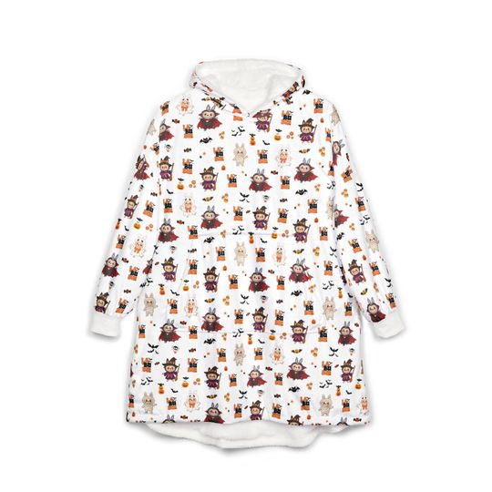 Labubu Halloween Hooded Blanket - Perfect for Snuggling, Movie Nights, Camping, Halloween Gift for Kids, Festivals, Pajama Parties