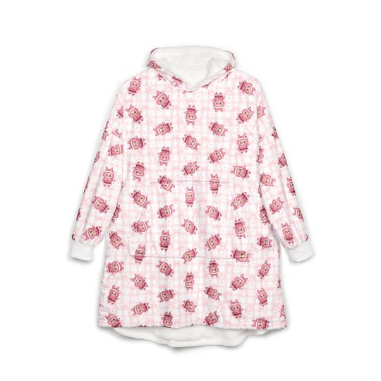 Pink Labubu Christmas Hooded Blanket - Perfect for Snuggling, Movie Nights, Camping, Christmas Gift, Festivals, Pajama Parties
