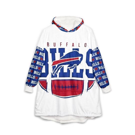 Discover Cozy Unisex Hooded Blanket for Game Days, Bills Fan Apparel, Perfect for Lounging, Gifts for Sports Lovers, Fall & Winter