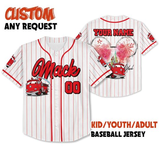 Discover Disney Cars Mack Baseball Jersey, Custom Cars Red Jersey, Disney Cars Baseball Jersey, Disney Cars Birthday Gift, Cars Family Matching Shirt