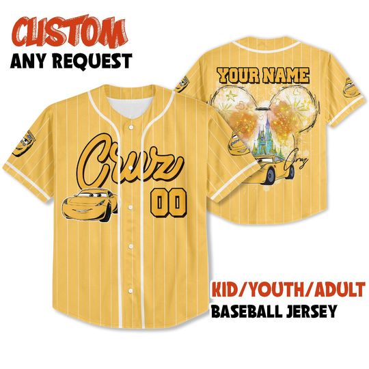 Discover Disney Cars Cruz Ramirez Baseball Jersey, Cars Movie Characters Jersey, Cars Collection Baseball Jersey, Disney Cars Birthday Shirt